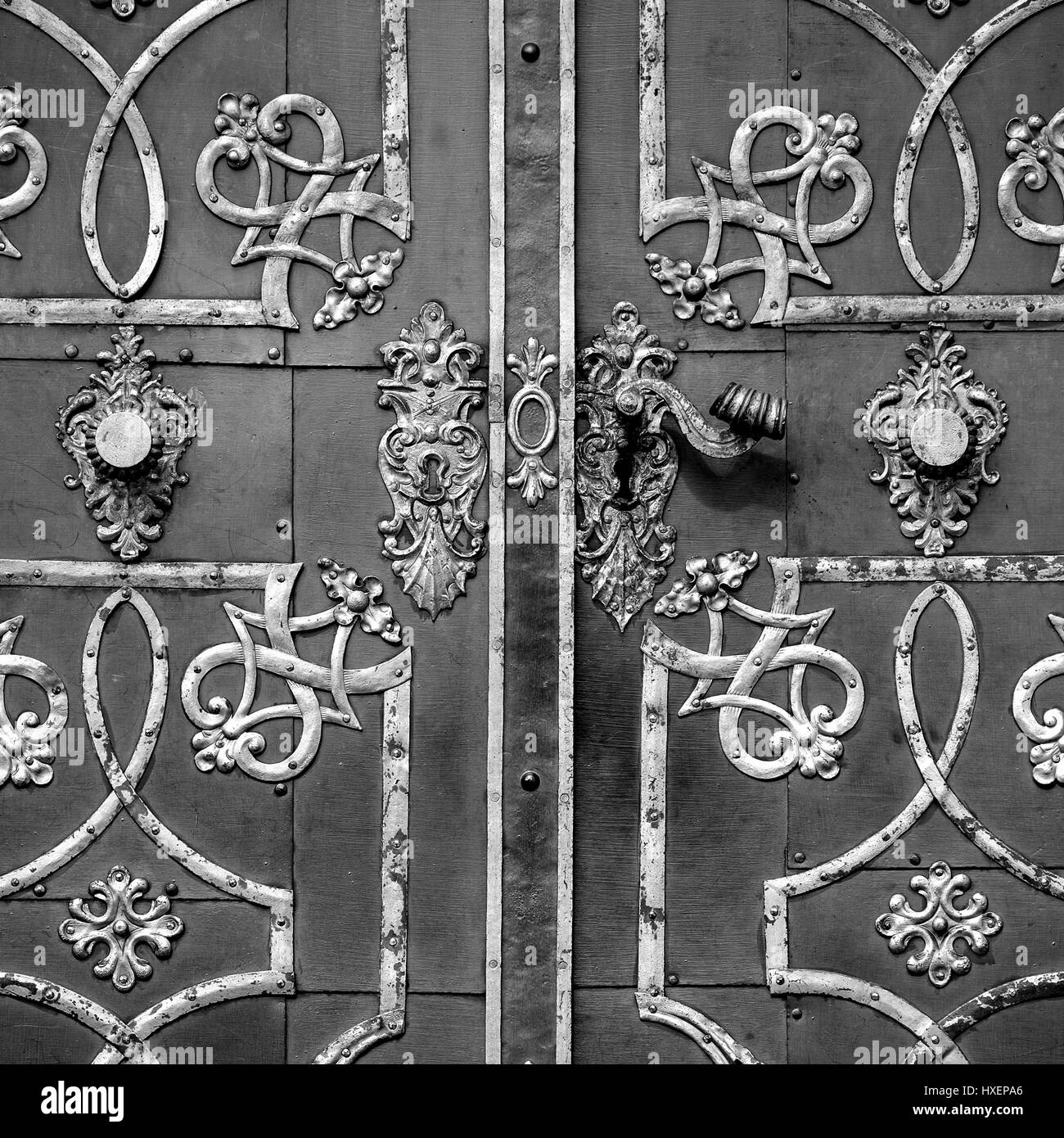 Main door of the Basilica of the Assumption of Our Lady in the Strahov Monastery, Prague, Czech Republic Stock Photo