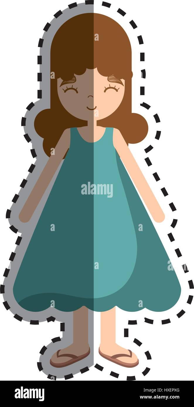 happy beautiful girl with dress Stock Vector Image & Art - Alamy