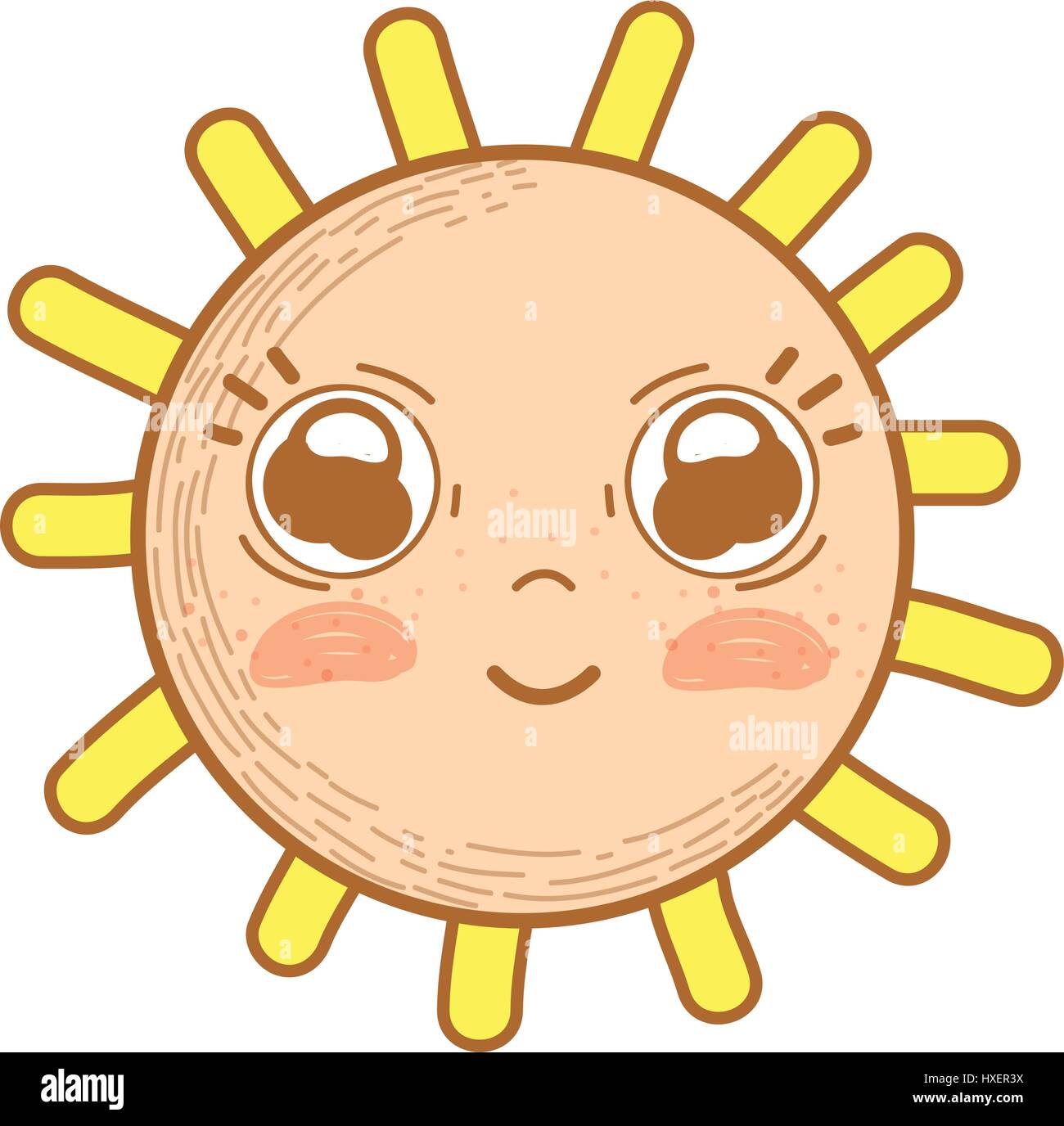 kawaii happy sun with cute eyes and cheeks Stock Vector Image & Art - Alamy