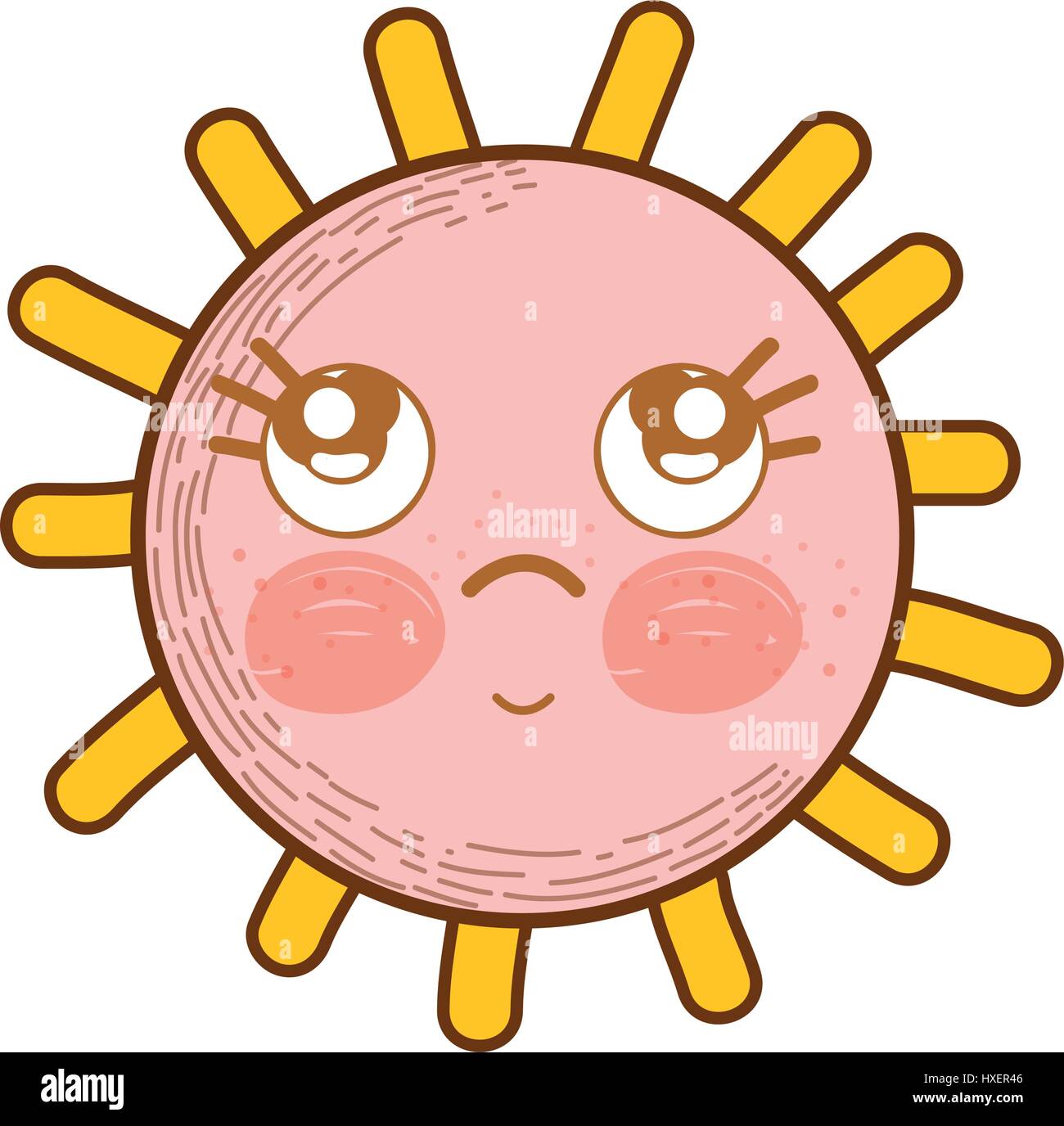 Kawaii Sun Thinking With Eyes And Cheeks Stock Vector Image And Art Alamy 2672