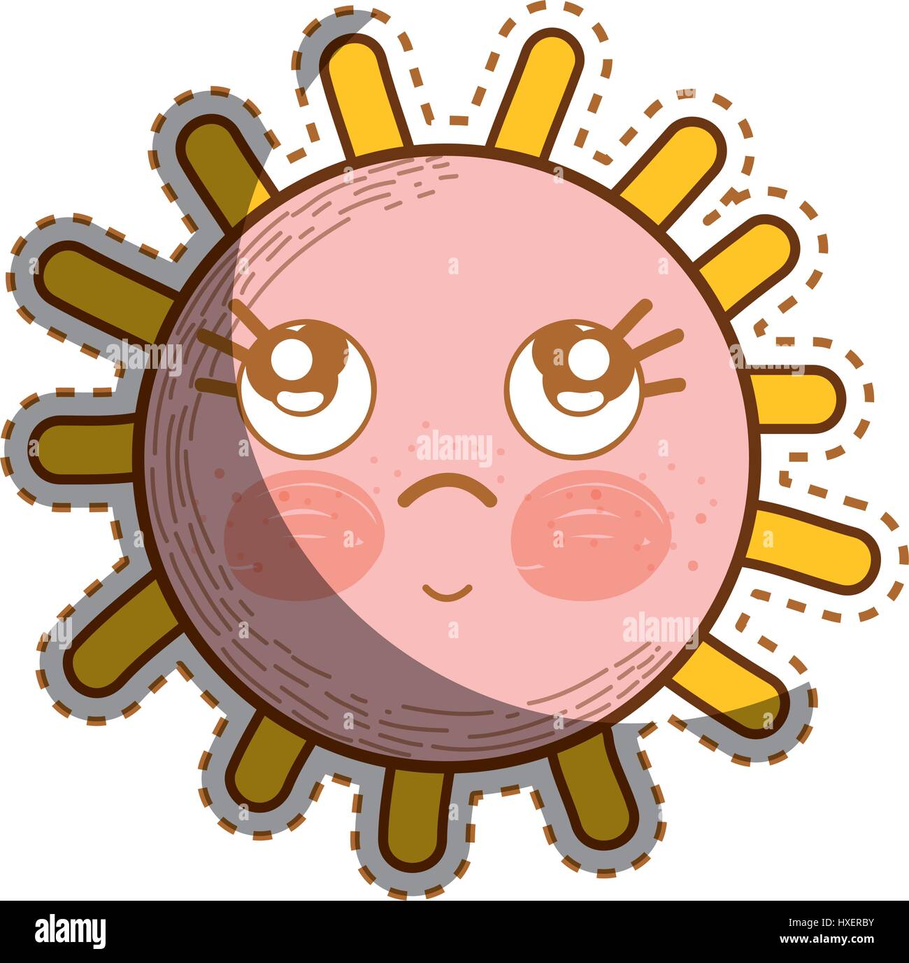 kawaii sun thinking with eyes and cheeks Stock Vector Image & Art - Alamy