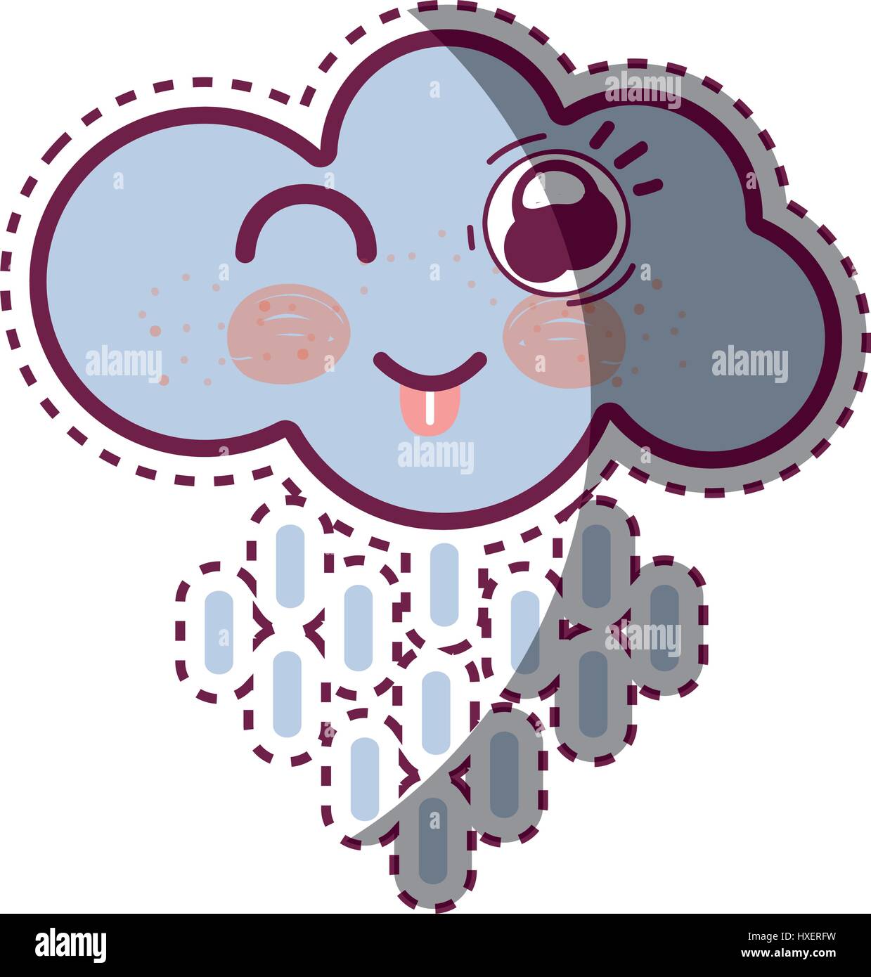 kawaii raining cloud funny with tongue outside Stock Vector Image & Art ...