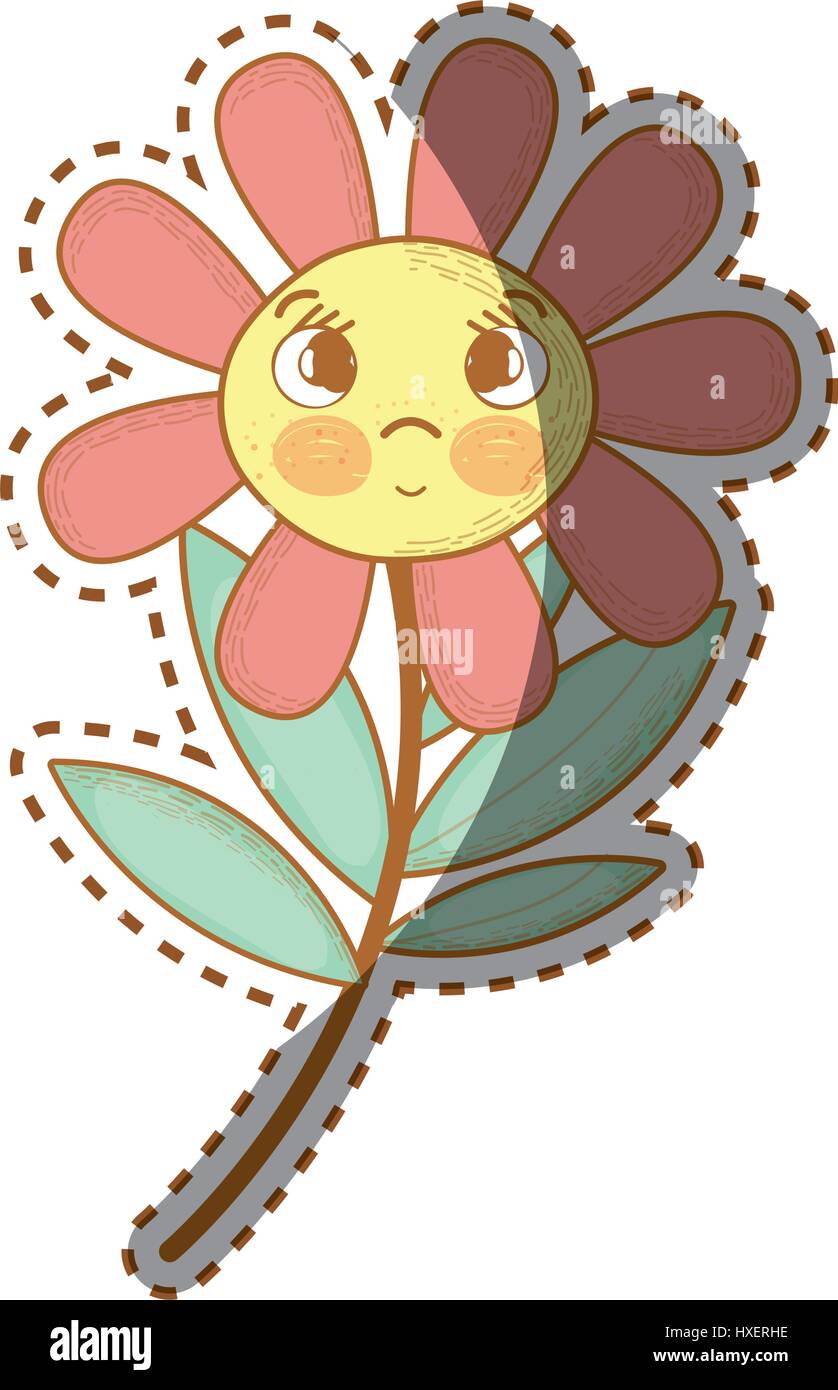 kawaii flower plant surprised face and eyes Stock Vector Image & Art