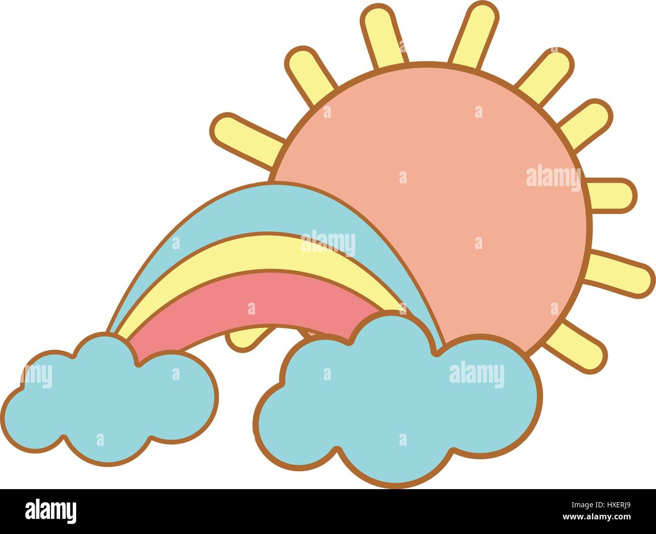 beauty rainbow with cloud and sun Stock Vector Image & Art - Alamy