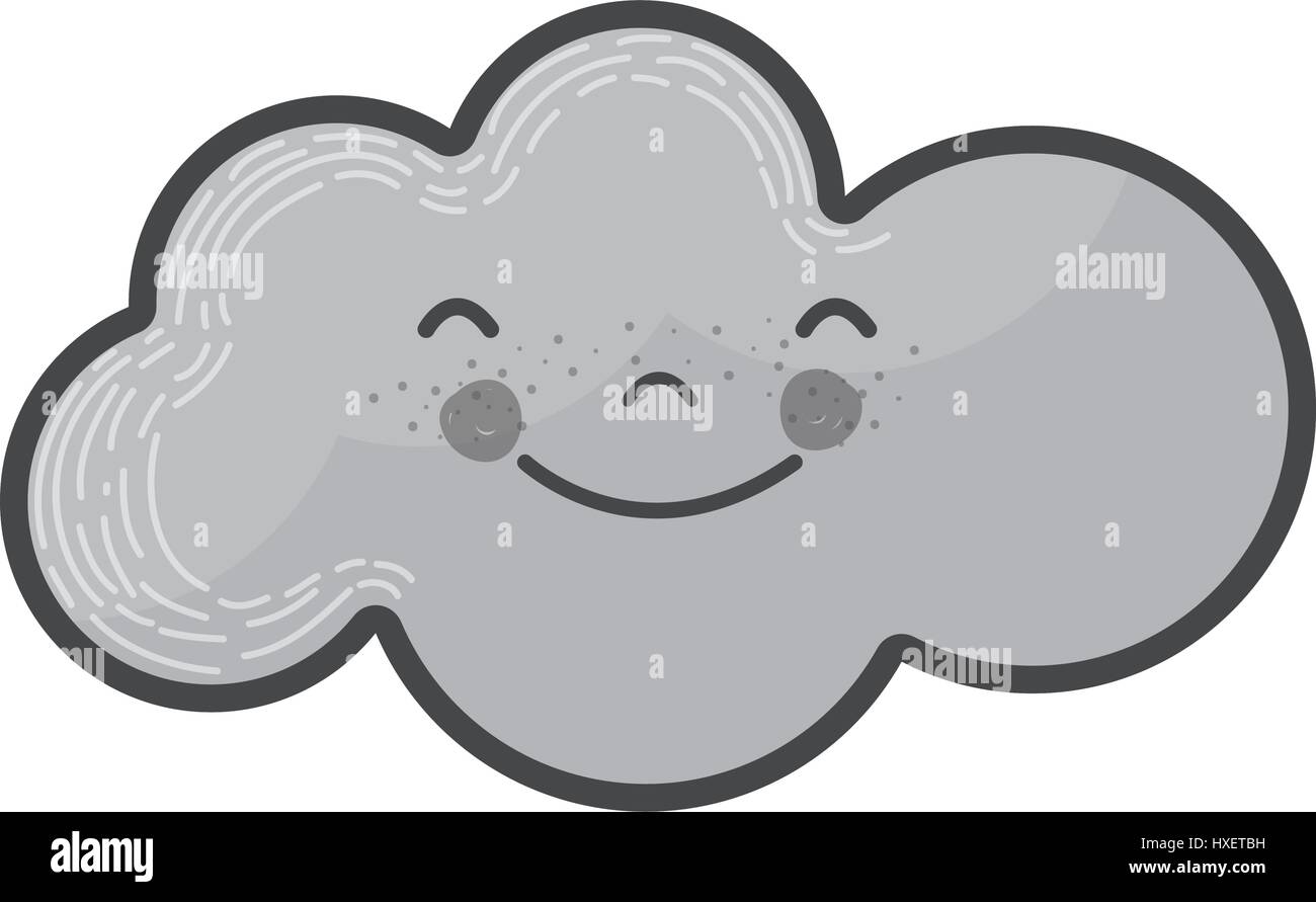 grayscale kawaii happy cloud icon Stock Vector Image & Art Alamy