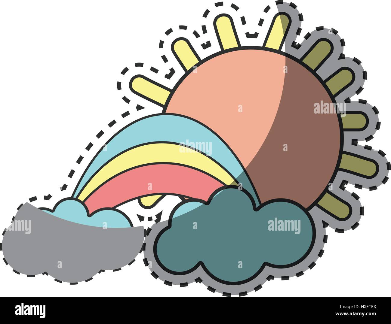 beauty rainbow with cloud and sun Stock Vector Image & Art - Alamy