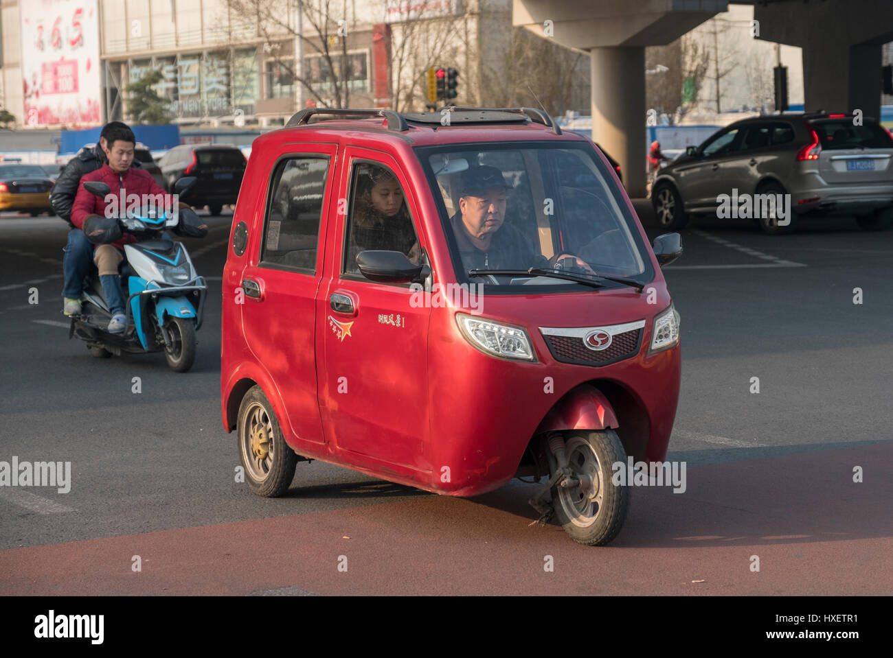 Unlicensed mini electric car in Beijing, China. 28-Mar-2017 Stock Photo