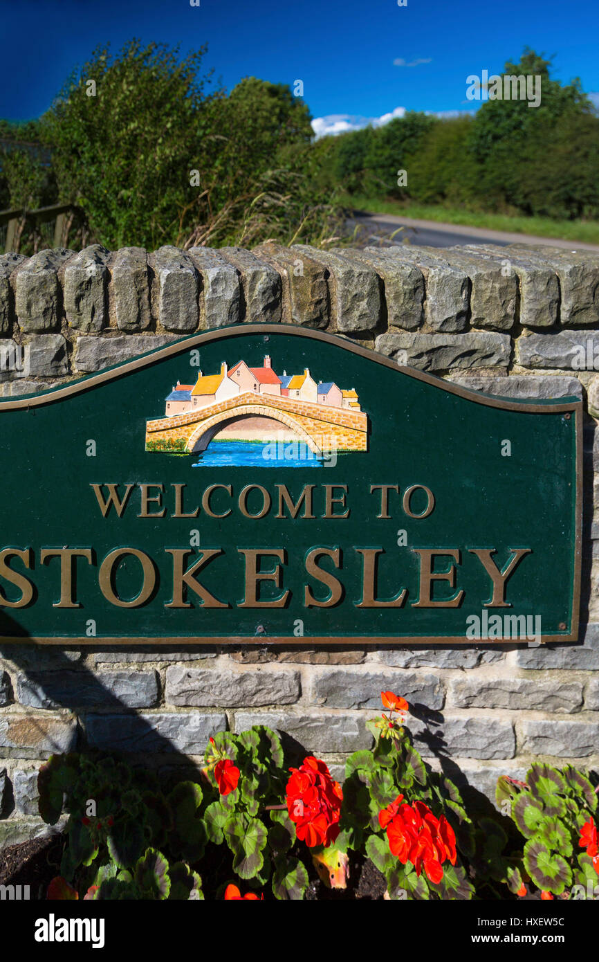Boundary sign, Stokesley, North Yorkshire, England, UK Stock Photo