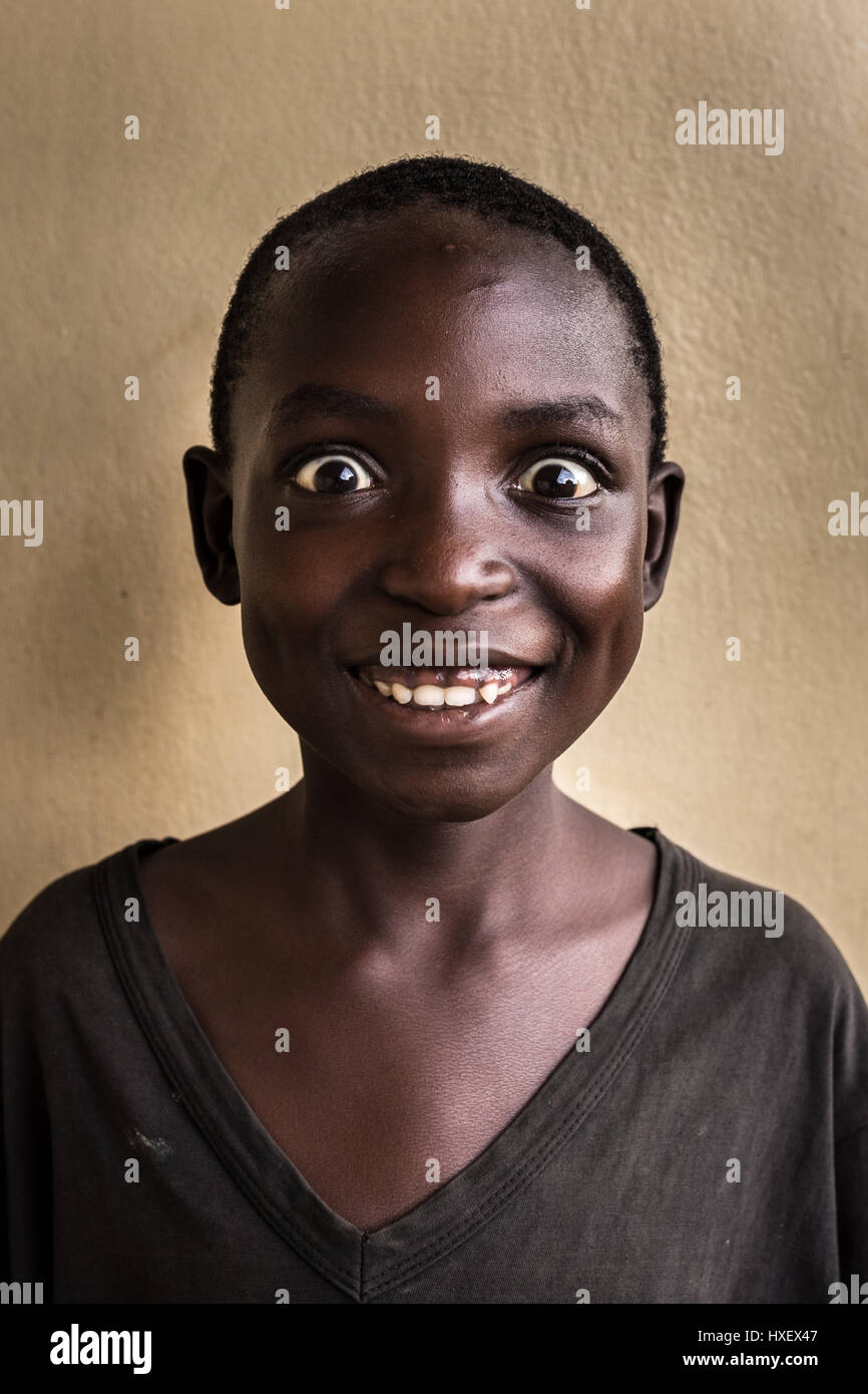 Portrait of a young boy from rural Eastern Uganda Stock Photo