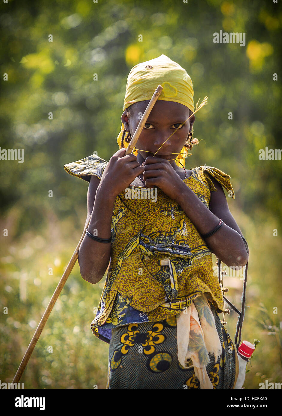 Portrait of a young Fulani girl from Northern Nigeria Stock Photo
