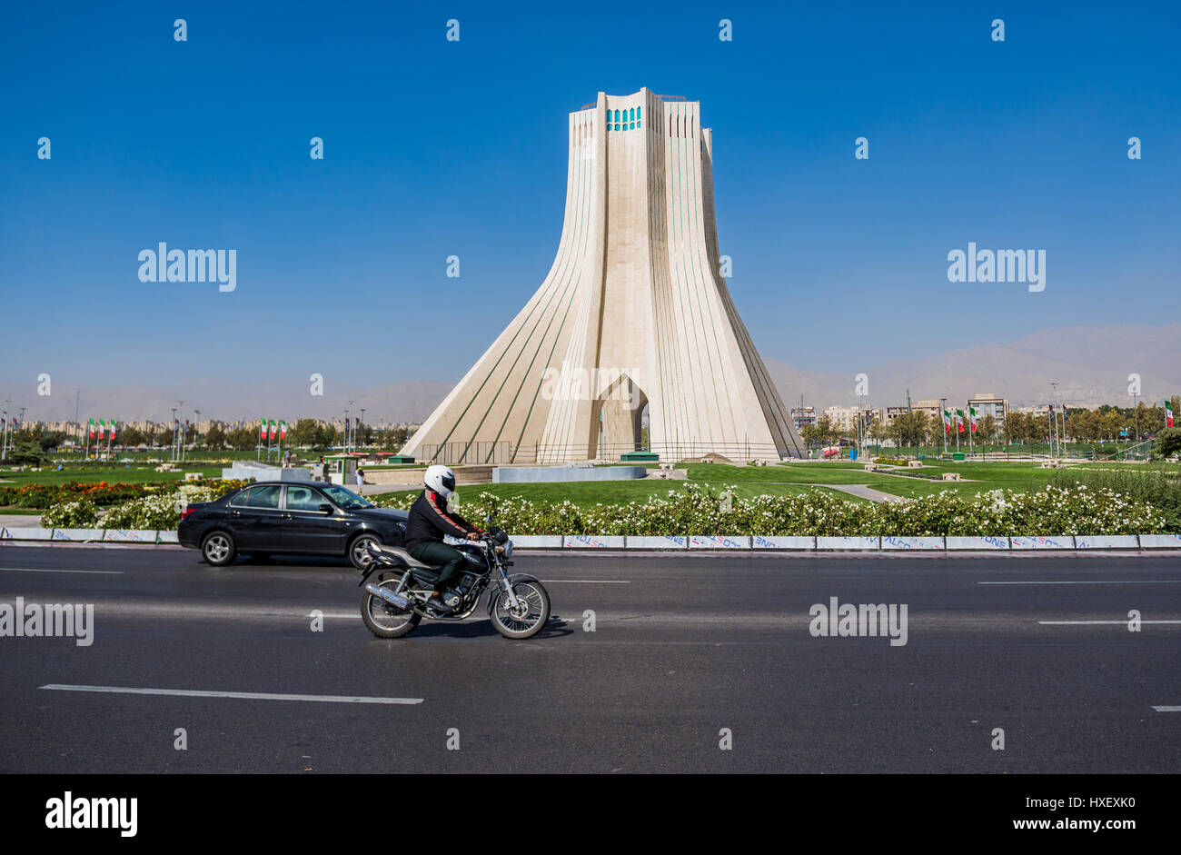 Azadi Tower, formerly known as the Shahyad Tower, located at Azadi Square in Tehran city, capital of Iran and Tehran Province Stock Photo