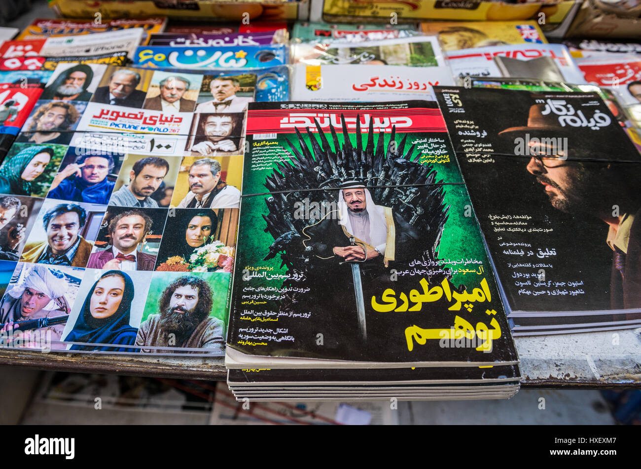 Newsstand in Tehran city, capital of Iran and Tehran Province Stock Photo