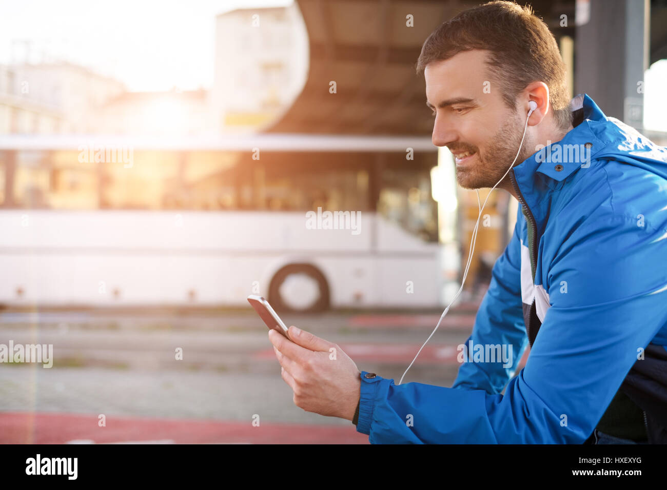 Bus timetable on phone hires stock photography and images Alamy