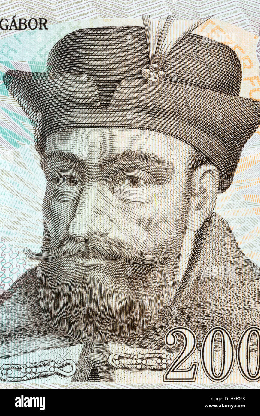 Gabriel Bethlen portrait from Hungarian money Stock Photo
