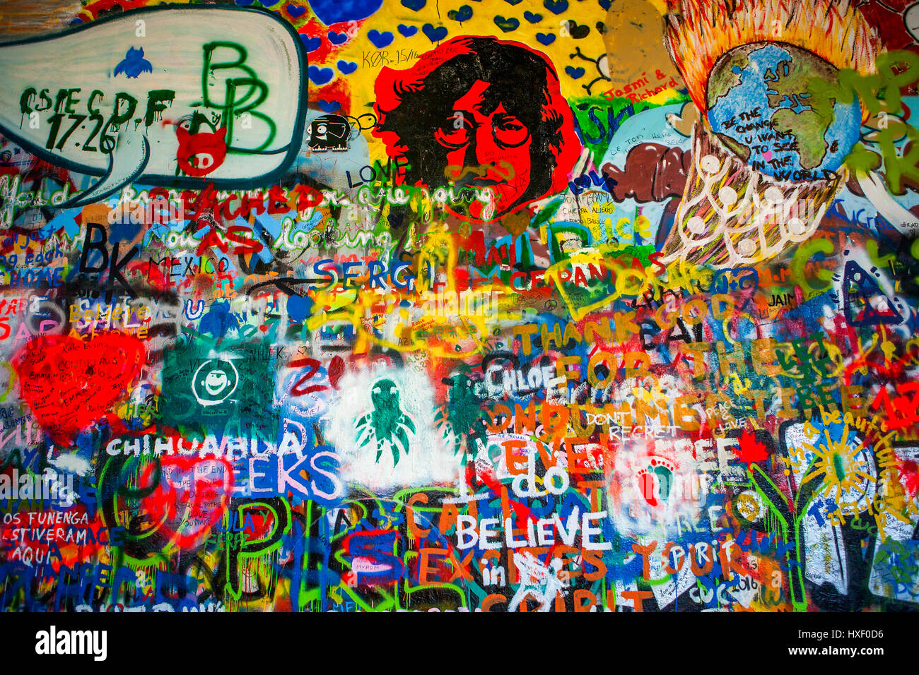 John Lennon Wall, Prague, Czech Stock Photo