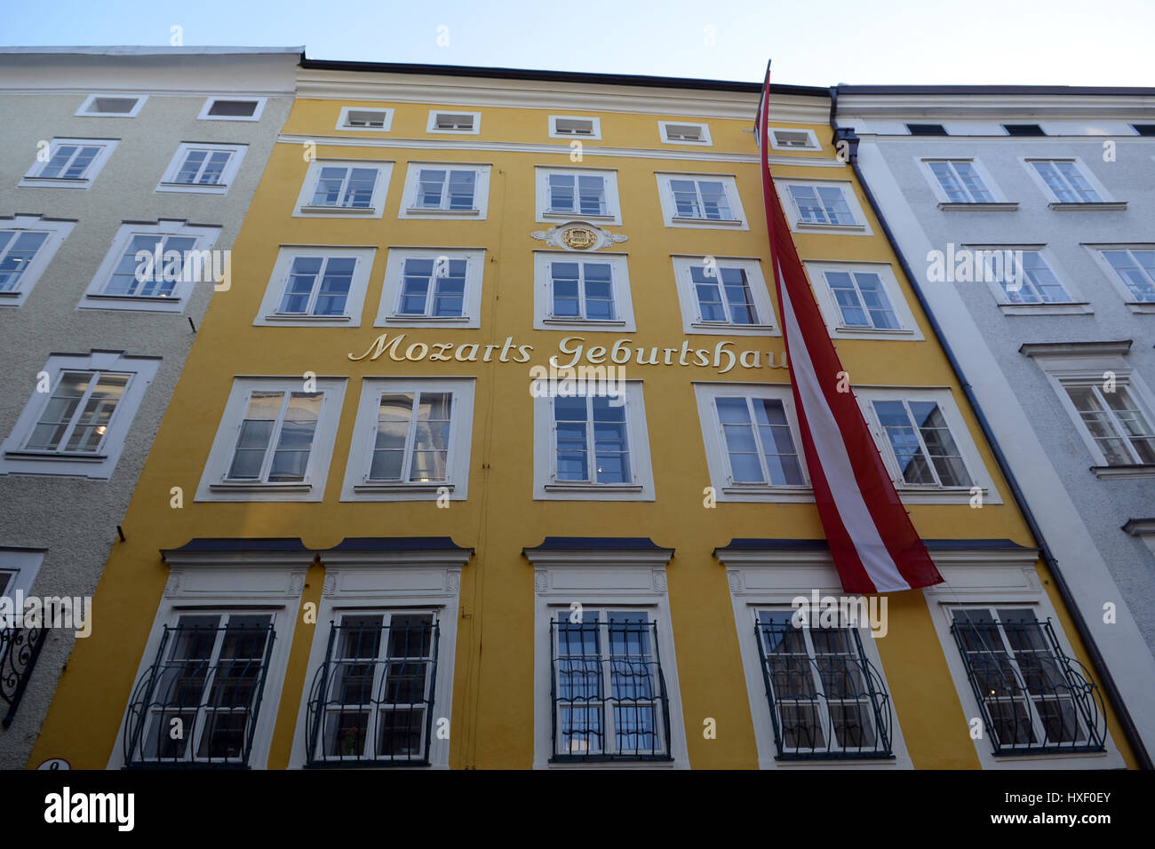 The house in salzburg where mozart was born hires stock photography