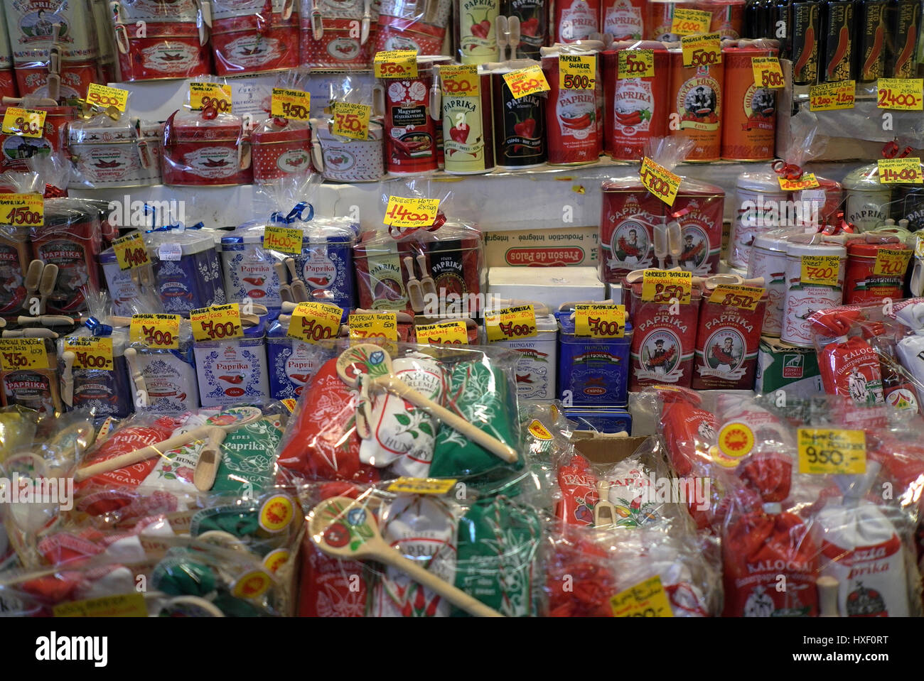 Hungarian paprika spice at the Great Market Hall in Budapest, Hungary