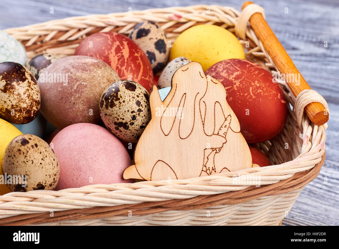 Plywood rabbits cutout and eggs Stock Photo Alamy