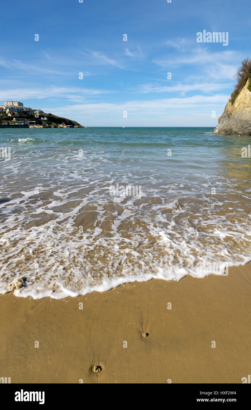 Newquay Towan beach shore, Cornwall England UK Stock Photo