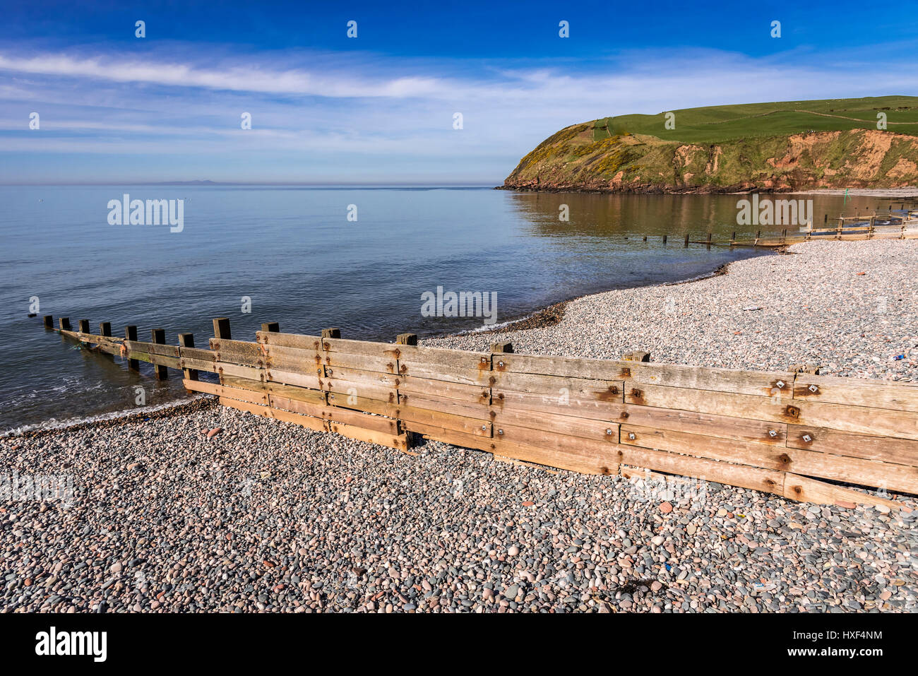 St. Bees head and beach. Cumbria. St Bees is the start of the Wainwright Coast to Coast Walk, Stock Photo