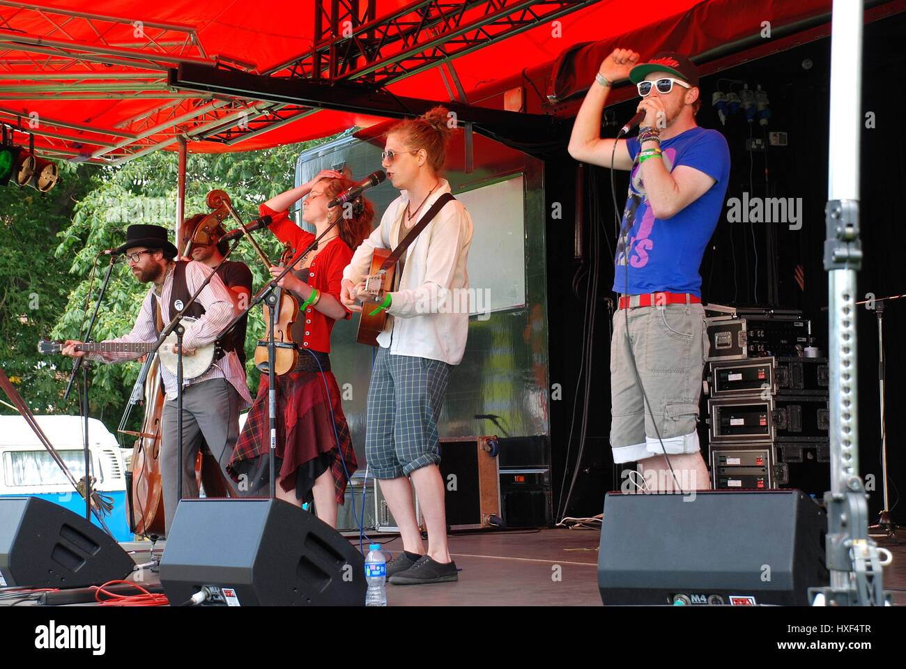 Coco and the Butterfields, British Fip Fok band, perform at the annual Tentertainment music festival at Tenterden in Kent, England on June 30, 2012. Stock Photo
