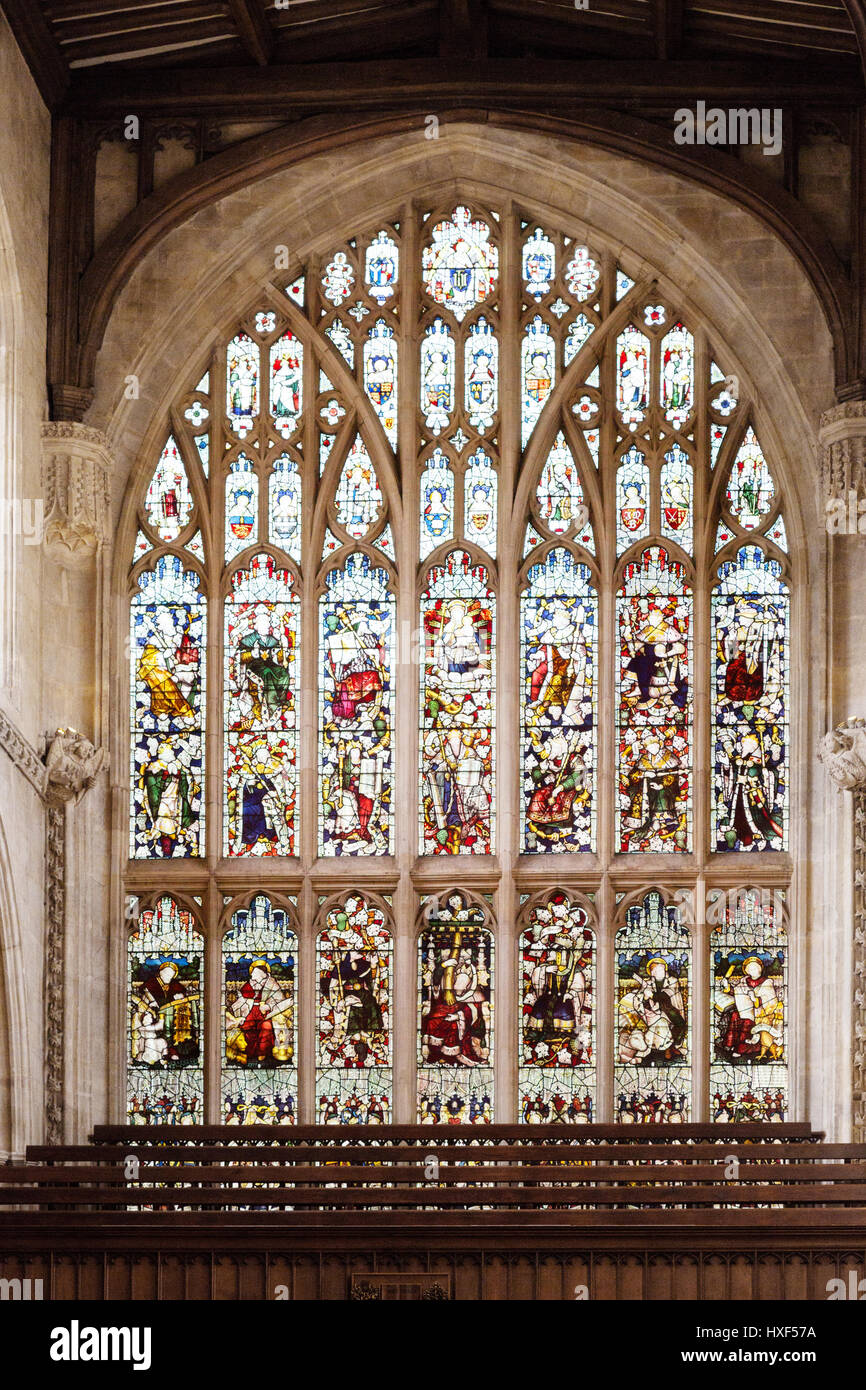 Stained glass window UK in University Church of St Mary the Virgin Oxford UK Stock Photo