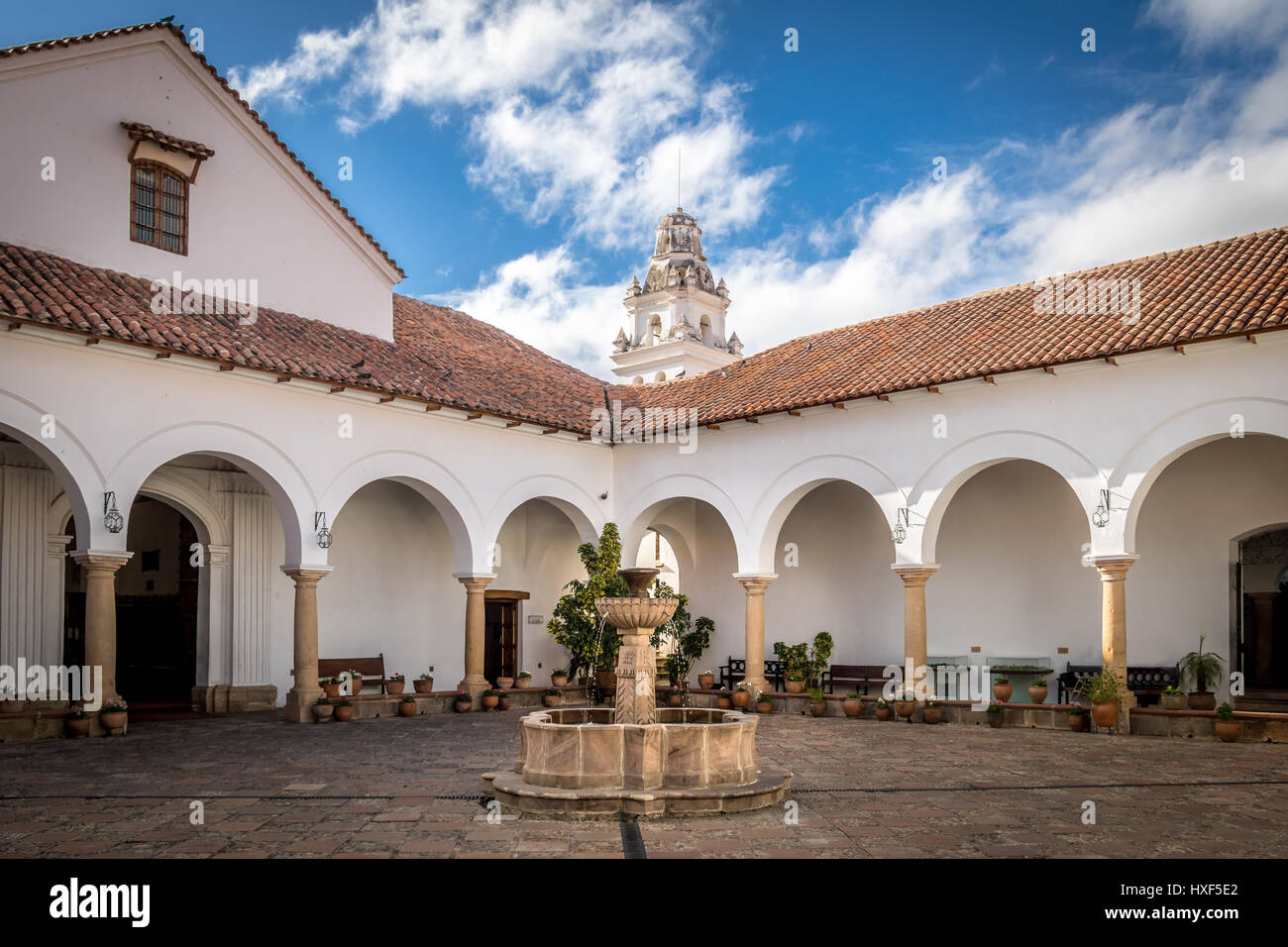 Courtyard in city of Sucre, Bolivia Stock Photo