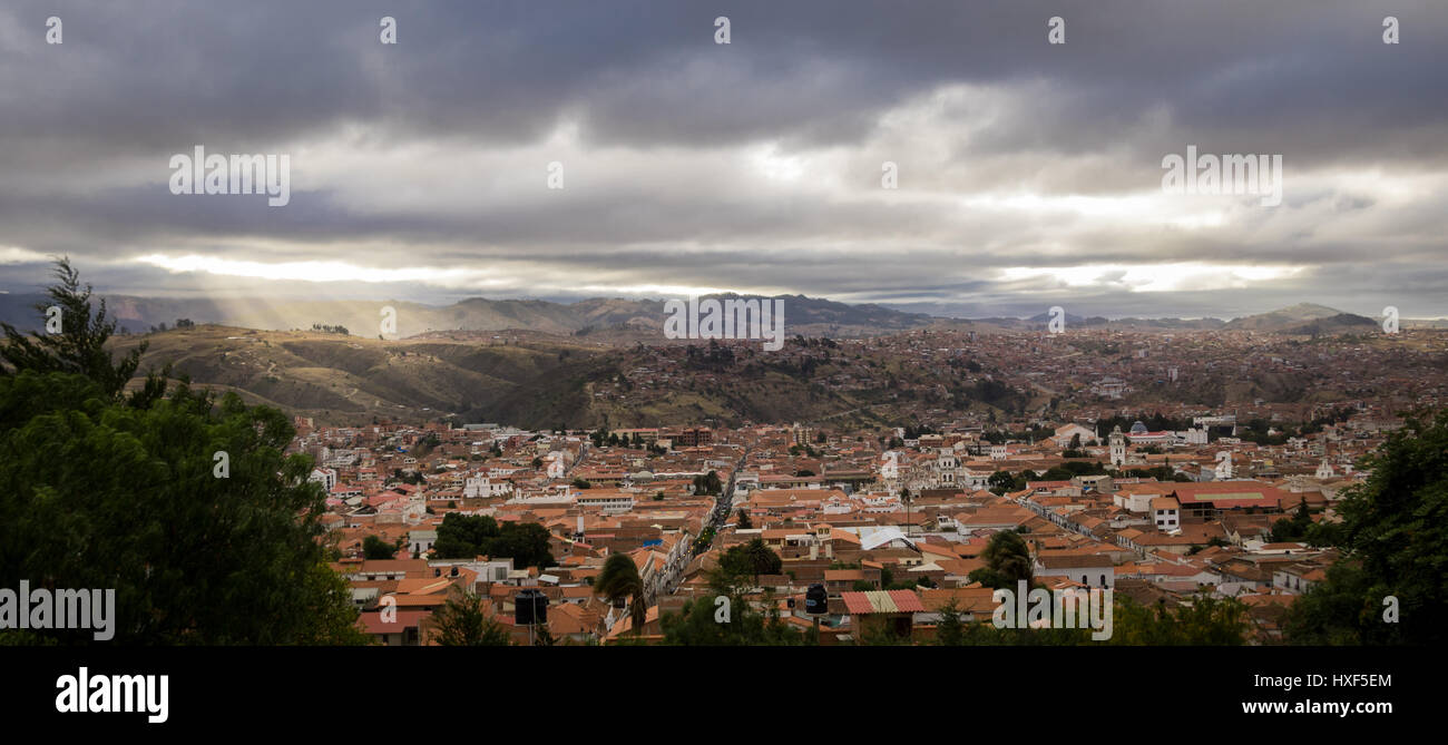 High view of city of Sucre, Bolivia Stock Photo
