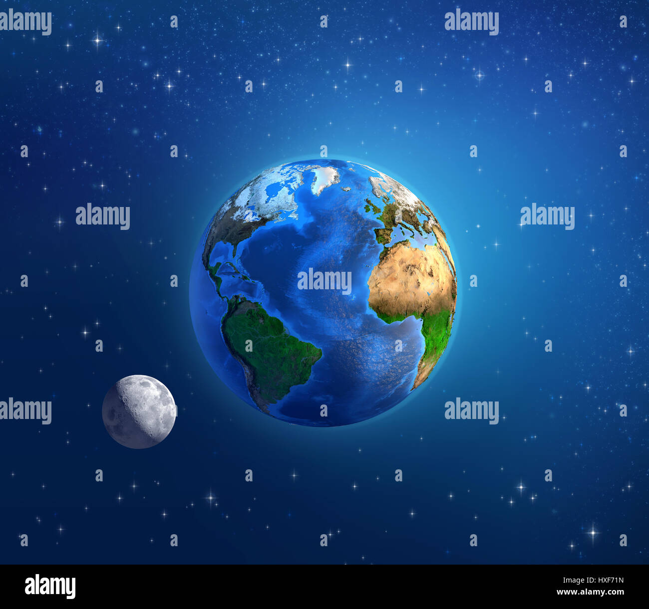 Detailed image of the Earth and its landforms, under daylight and moonlight,  viewed from outer space. Elements of this image furnished by NASA Stock  Photo - Alamy