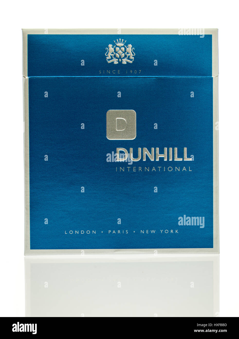 Winneconne, WI - 24 March 2017:  Pack of Dunhill cigarettes on an isolated background. Stock Photo