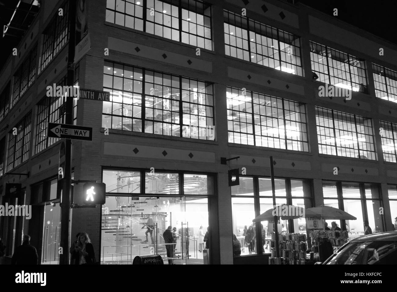 Outdoor facade of the Apple Store on 14th Street in Manhattan Stock