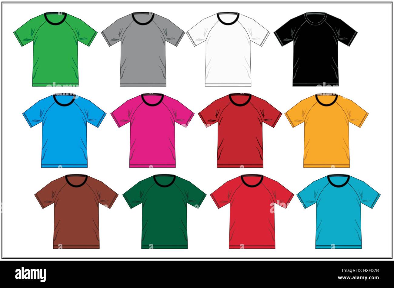 T shirt Design Template Raglan Colorful, Vector. Stock Vector
