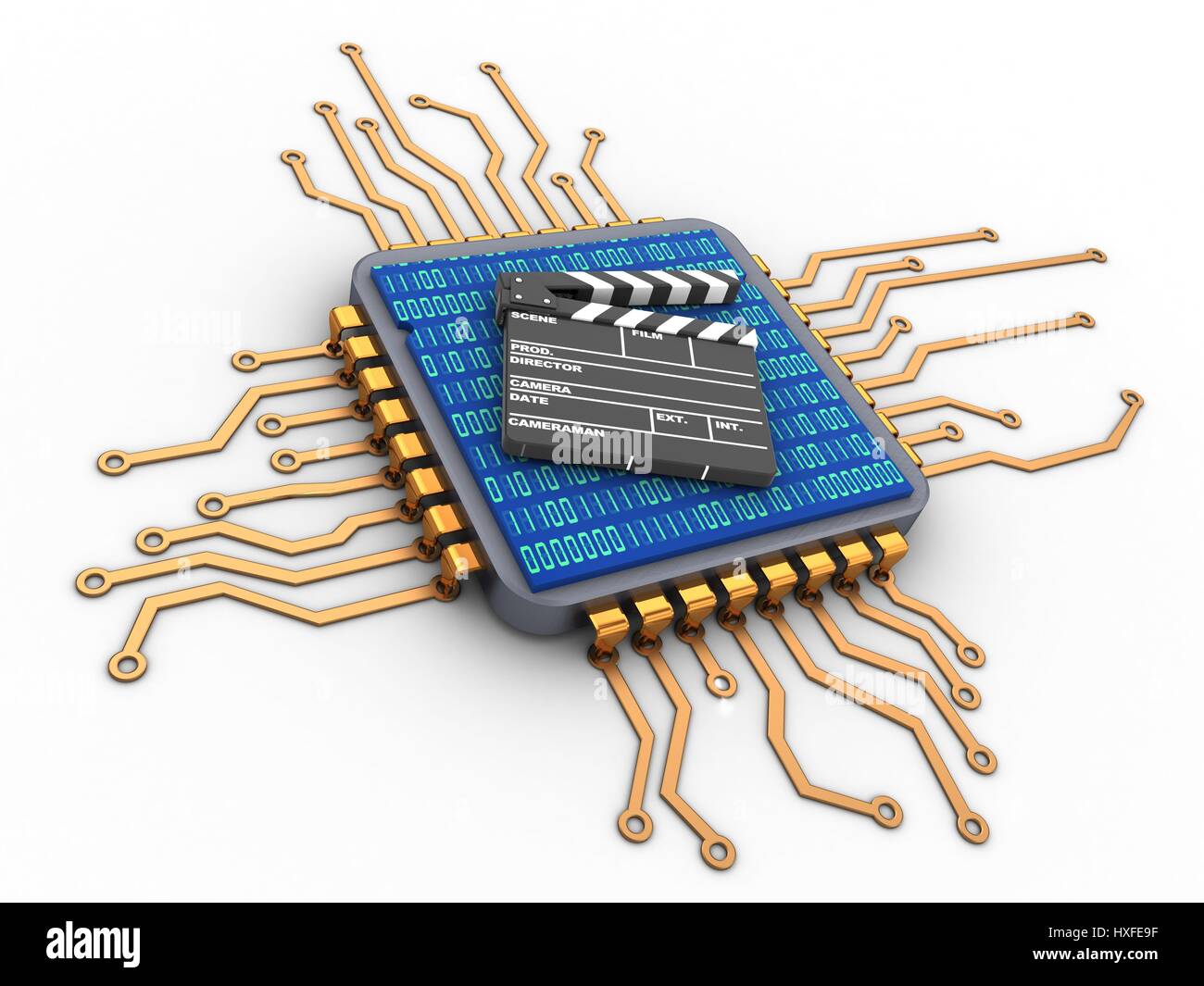 Computer Process Stock Image 3d illustration of golden computer processor over white background with ...