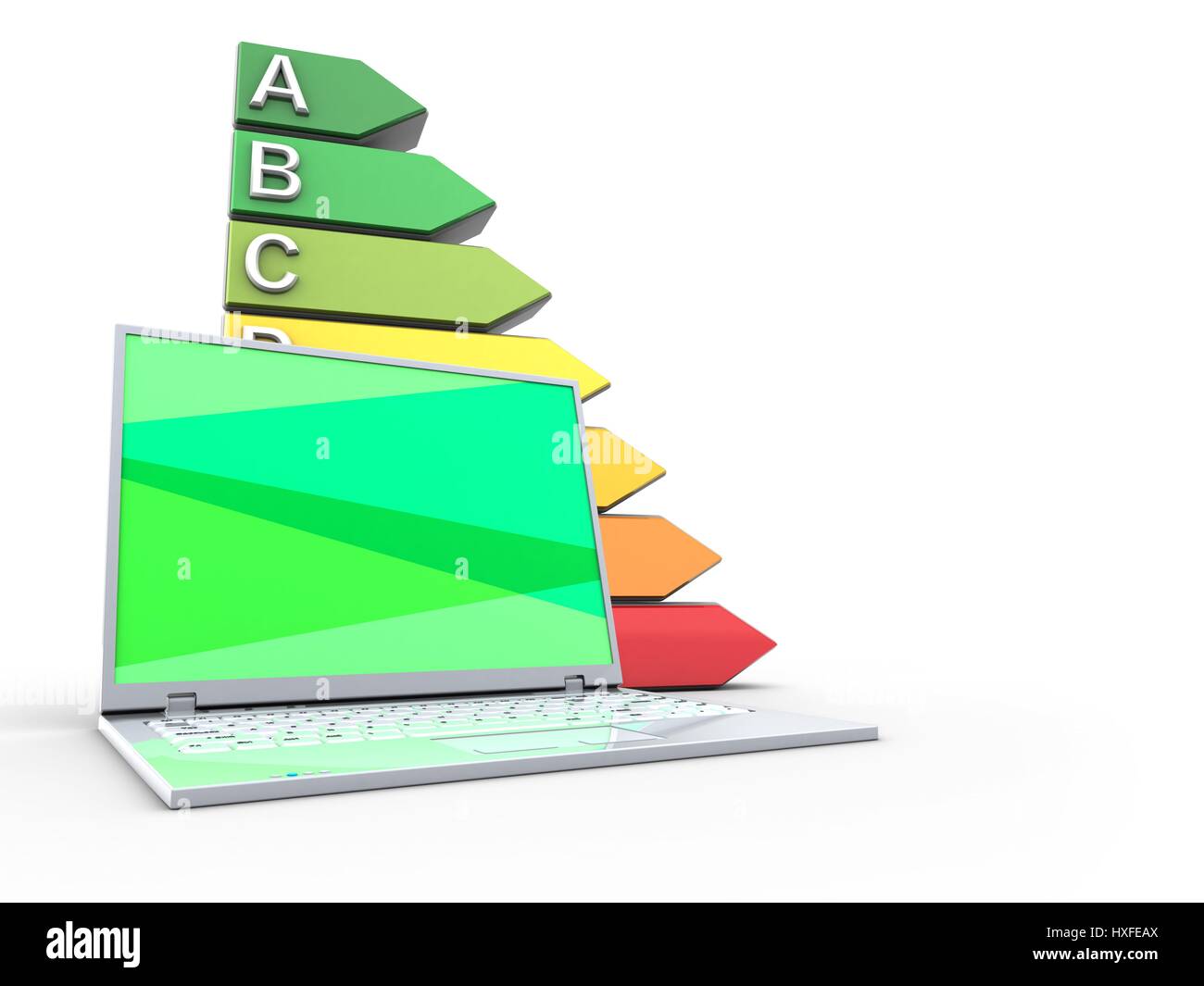 3d illustration of laptop computer over white background with efficient ...