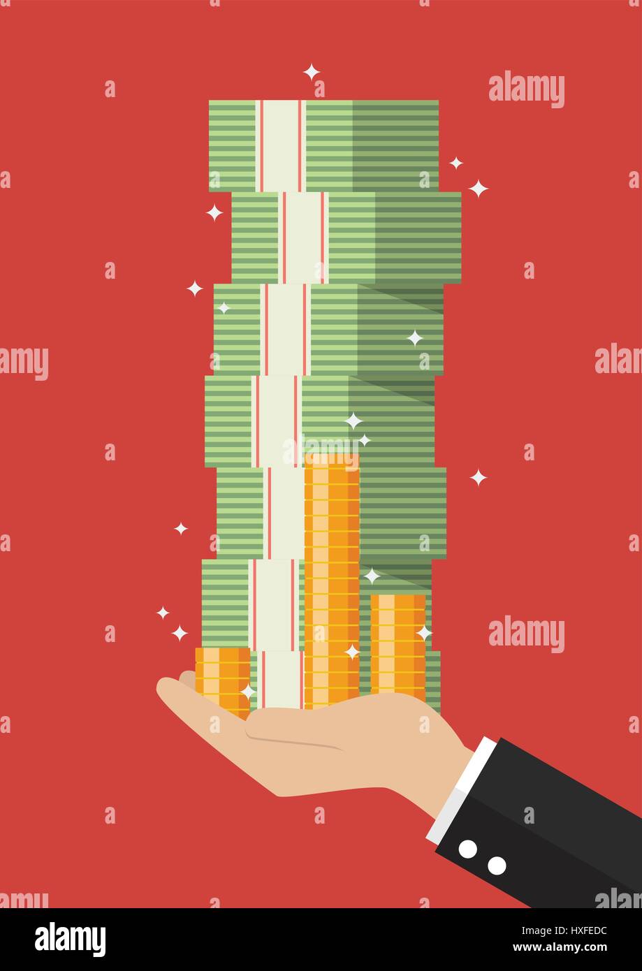 Businessman hand holding cash money. Business concept Stock Vector