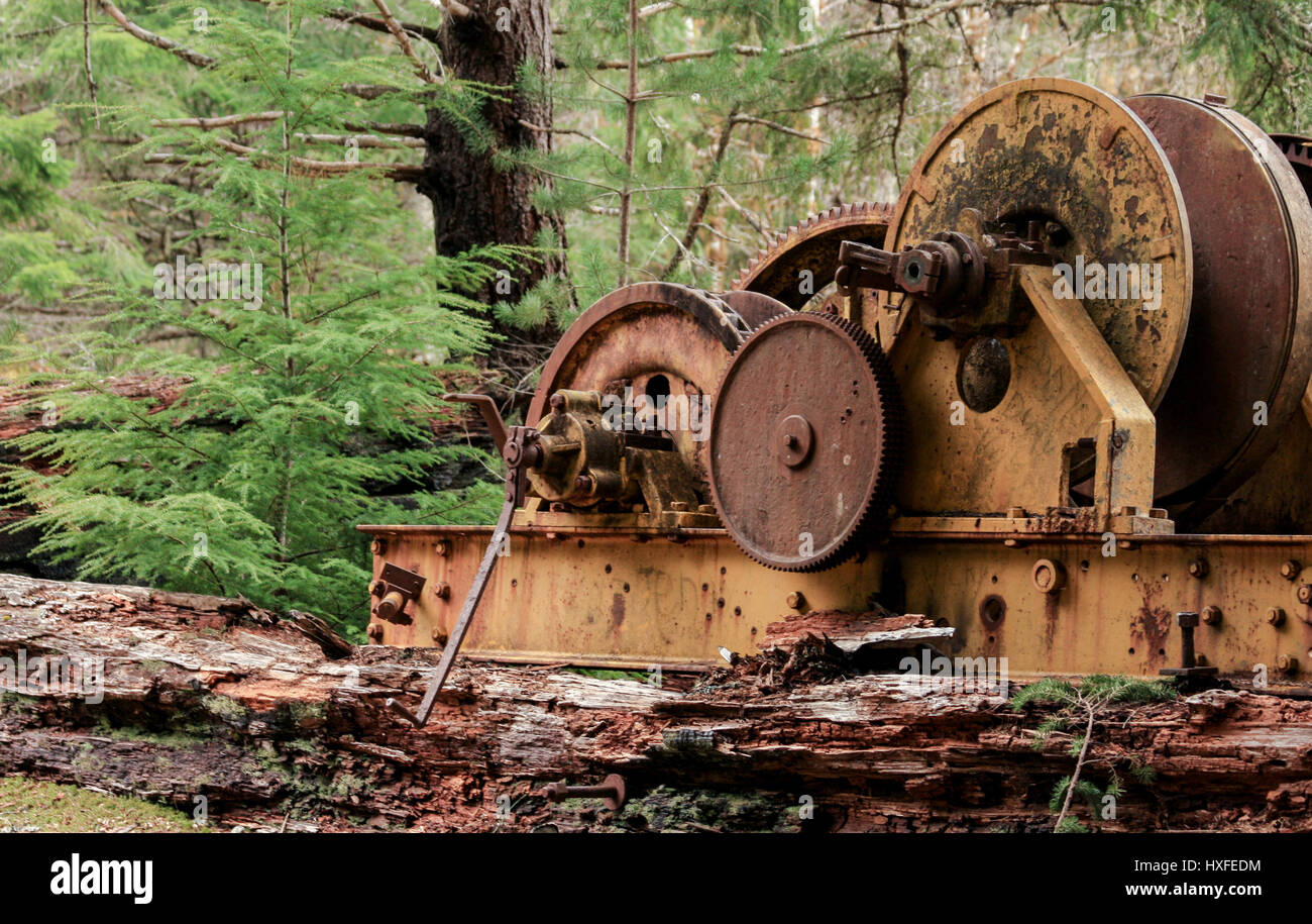 Abandoned Gold Mining equipment, Leechtown, Vancouver Island Stock