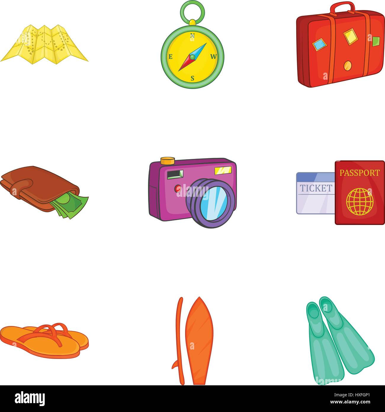 Journey to sea icons set, cartoon style Stock Vector Image & Art - Alamy