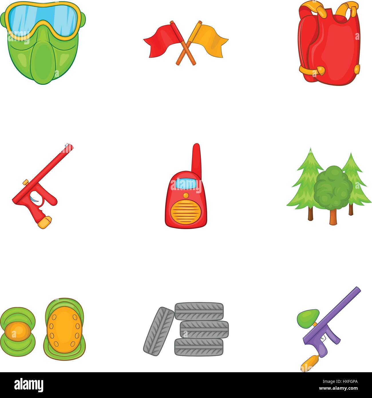 Shooting paintball icons set, cartoon style Stock Vector Image & Art ...