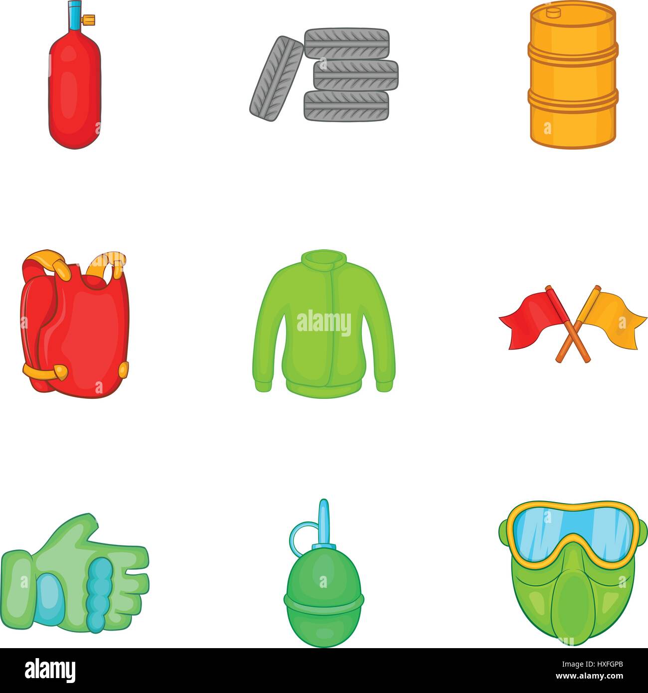 Competition paintball icons set, cartoon style Stock Vector Image & Art ...