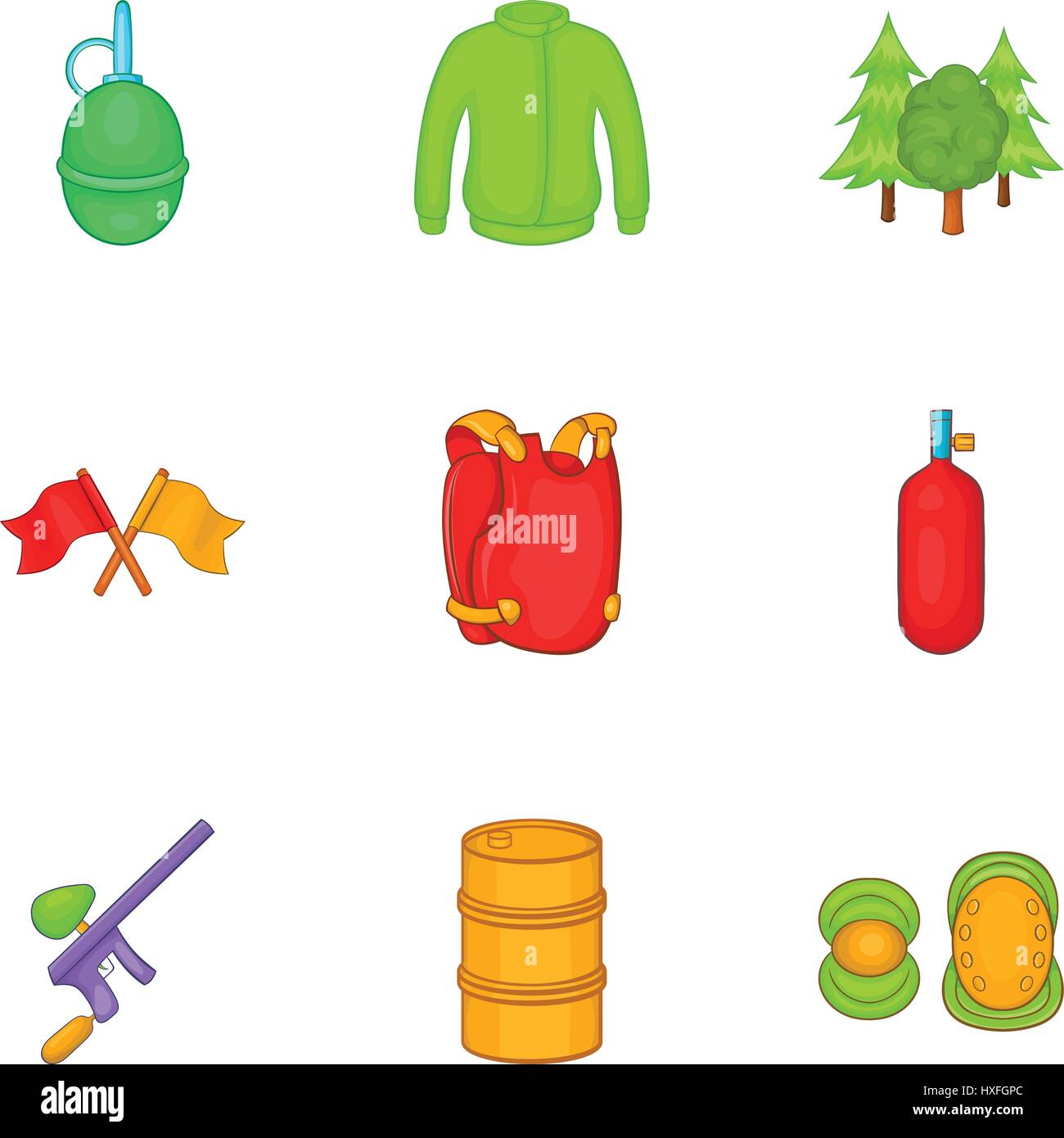 Outfit paintball icons set, cartoon style Stock Vector Image & Art - Alamy