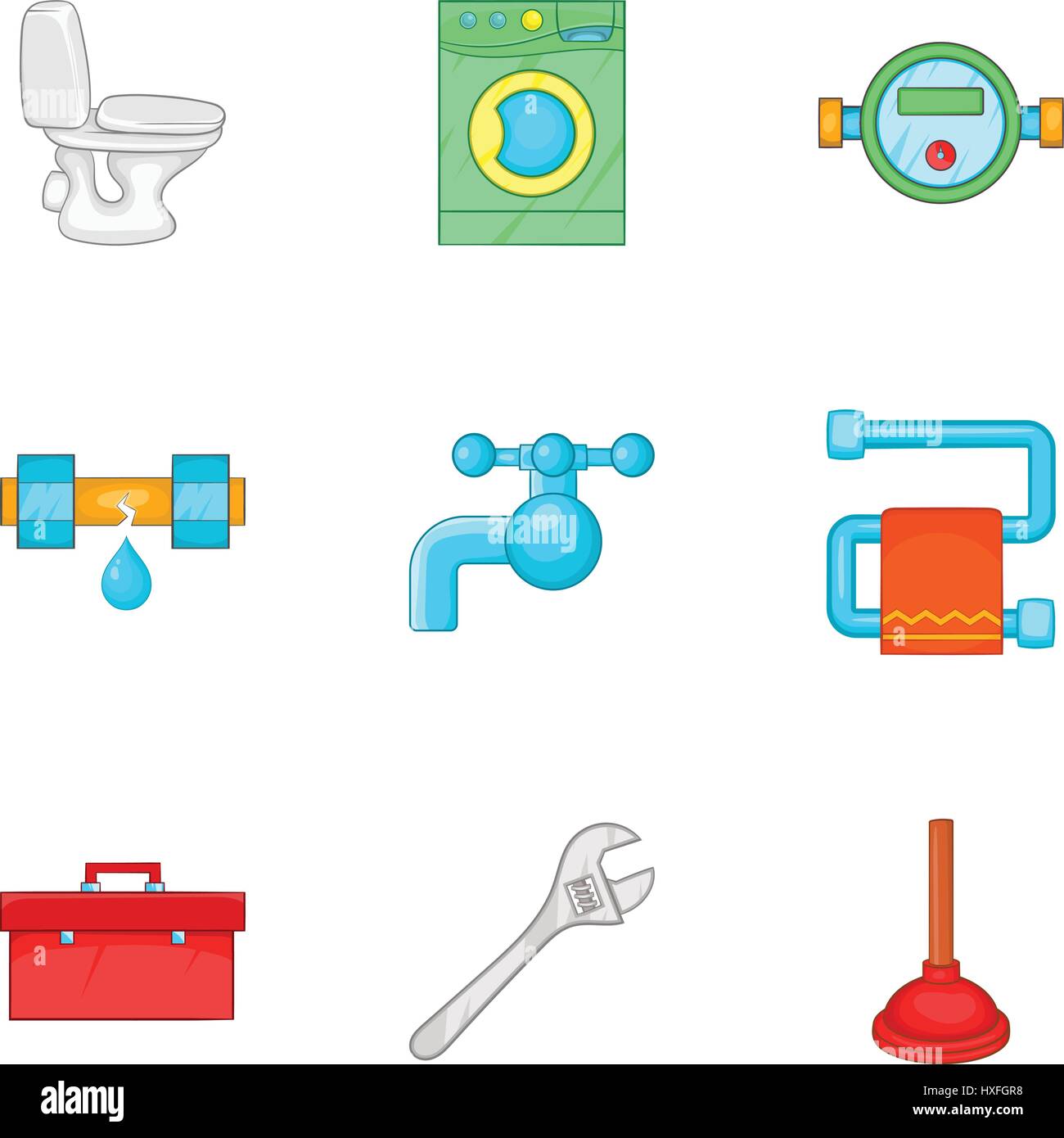 Bathroom icons set, cartoon style Stock Vector Image & Art - Alamy