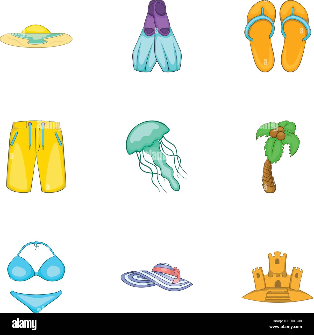 Beach vacation icons set, cartoon style Stock Vector Image & Art - Alamy