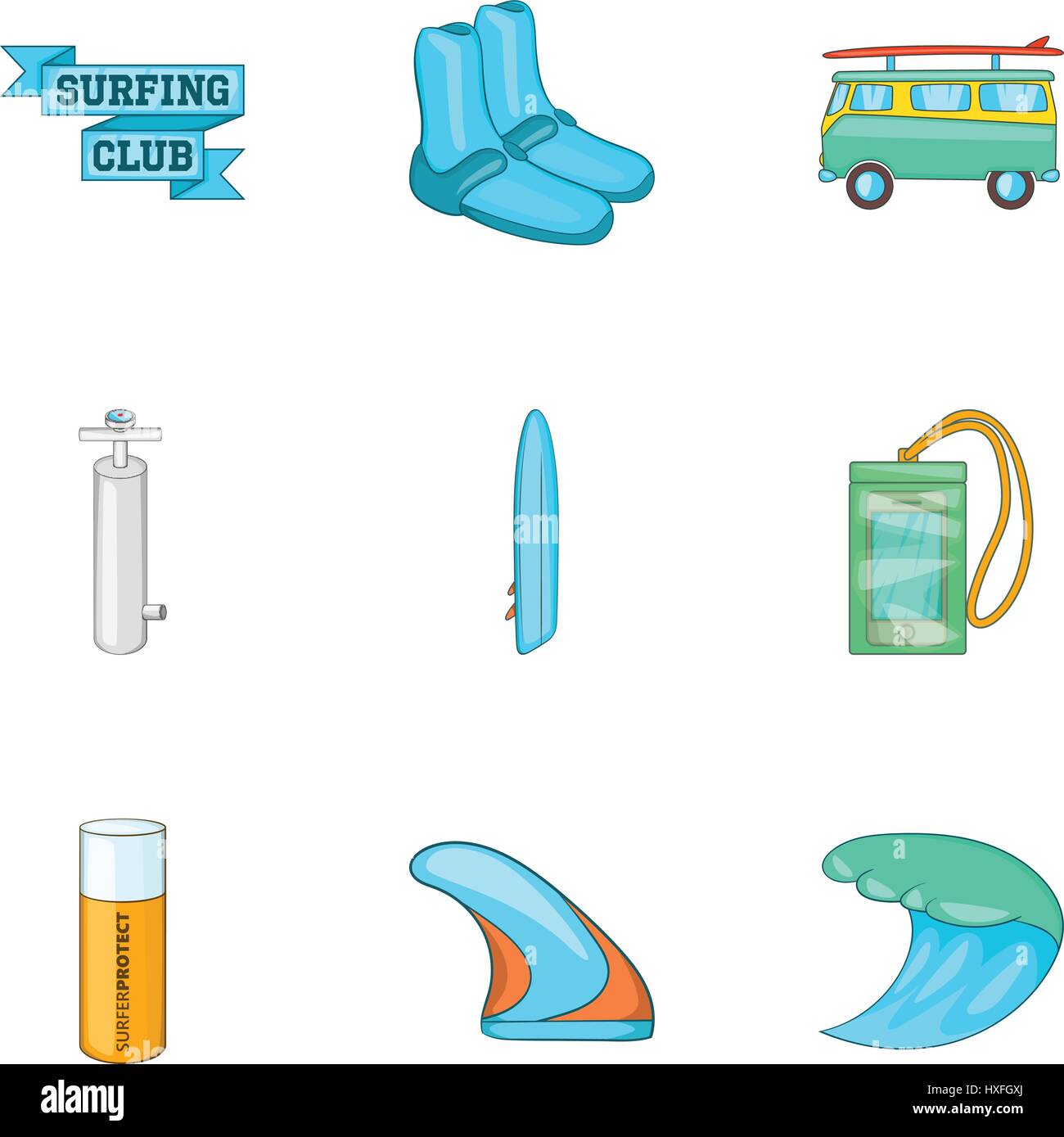 Surfing icons set, cartoon style Stock Vector Image & Art - Alamy