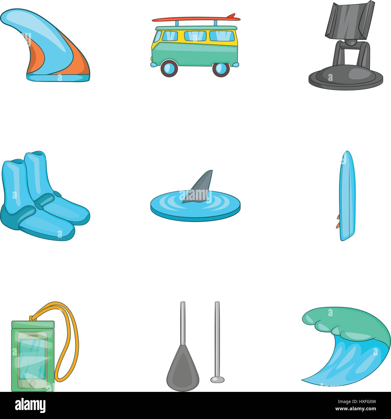 Swimming on surf icons set, cartoon style Stock Vector Image & Art - Alamy