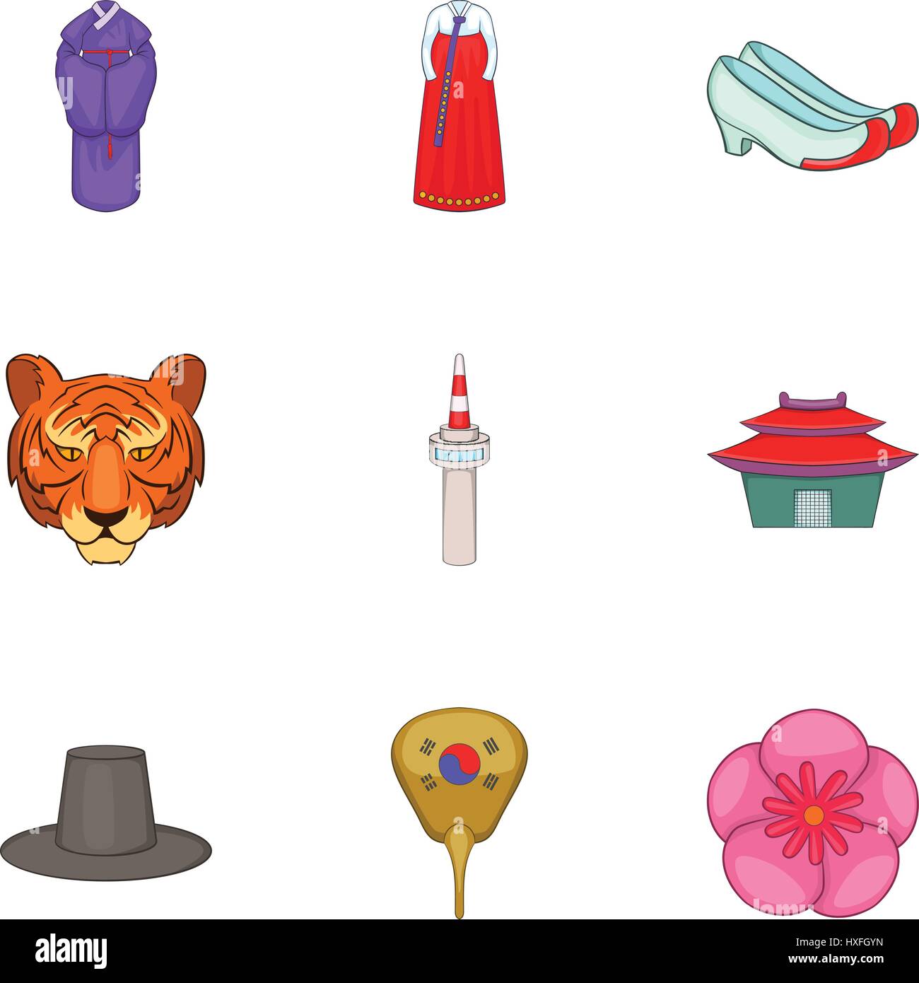 Stay in South Korea icons set, cartoon style Stock Vector Image & Art ...