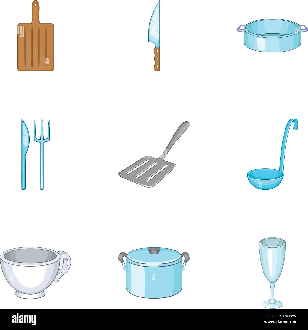 Tableware icons set, cartoon style Stock Vector Image & Art - Alamy
