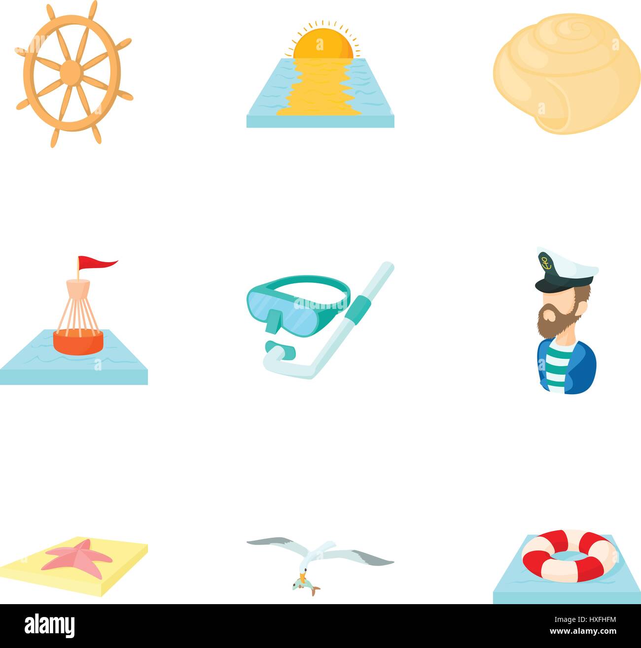 Sea icons set, cartoon style Stock Vector Image & Art - Alamy