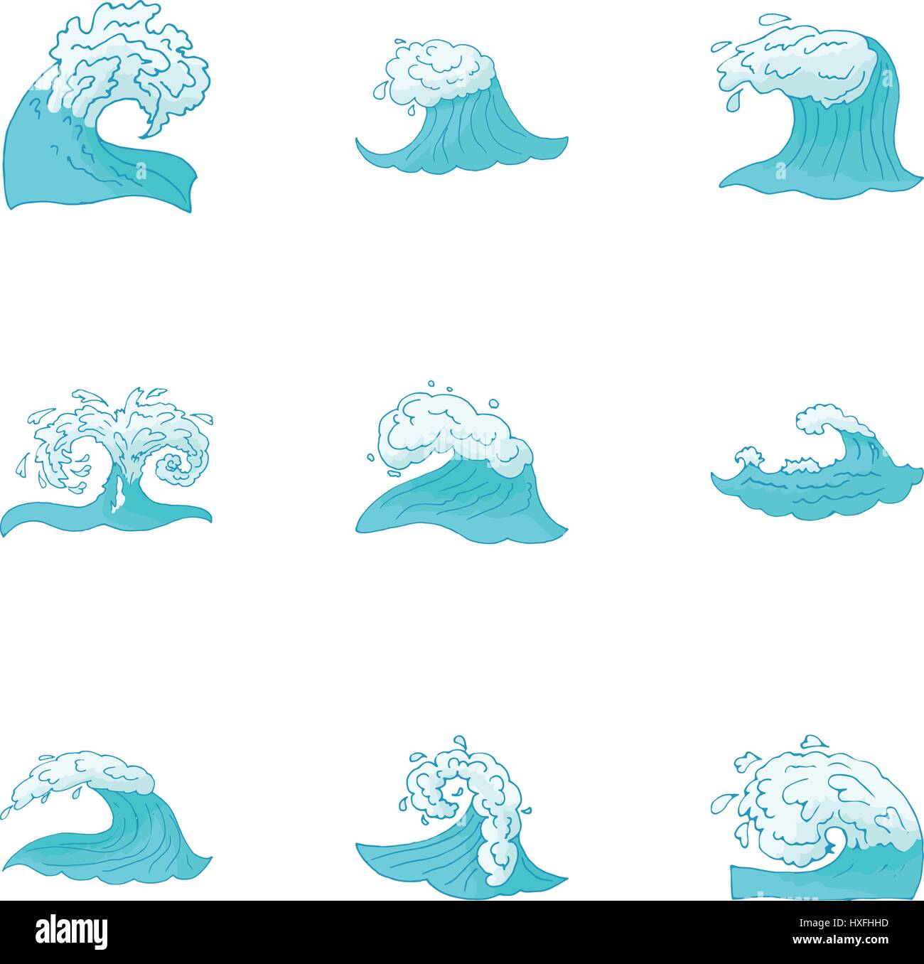 Sea waves icons set, cartoon style Stock Vector Image & Art - Alamy
