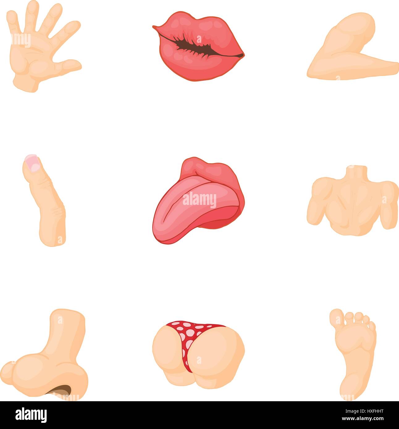 Outer part of body icons set, cartoon style Stock Vector Image & Art ...
