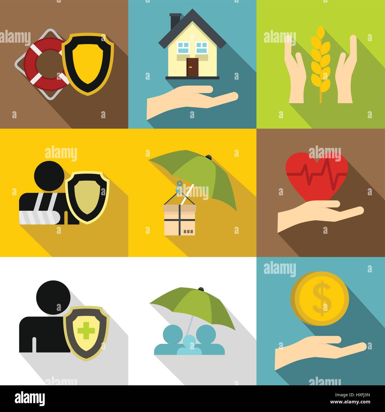 Keeping icons set, flat style Stock Vector Image & Art - Alamy